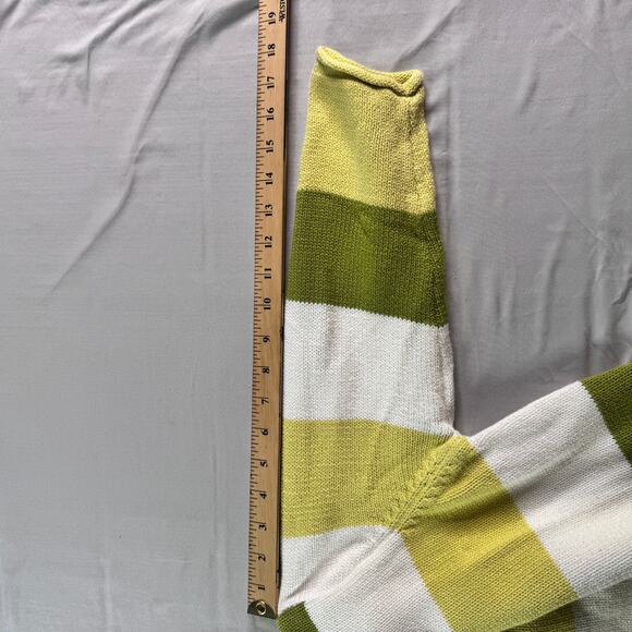 Pierre Cardin Womens sz Medium Cotton Green White Stripe Sweater Spring Light - Picture 5 of 7